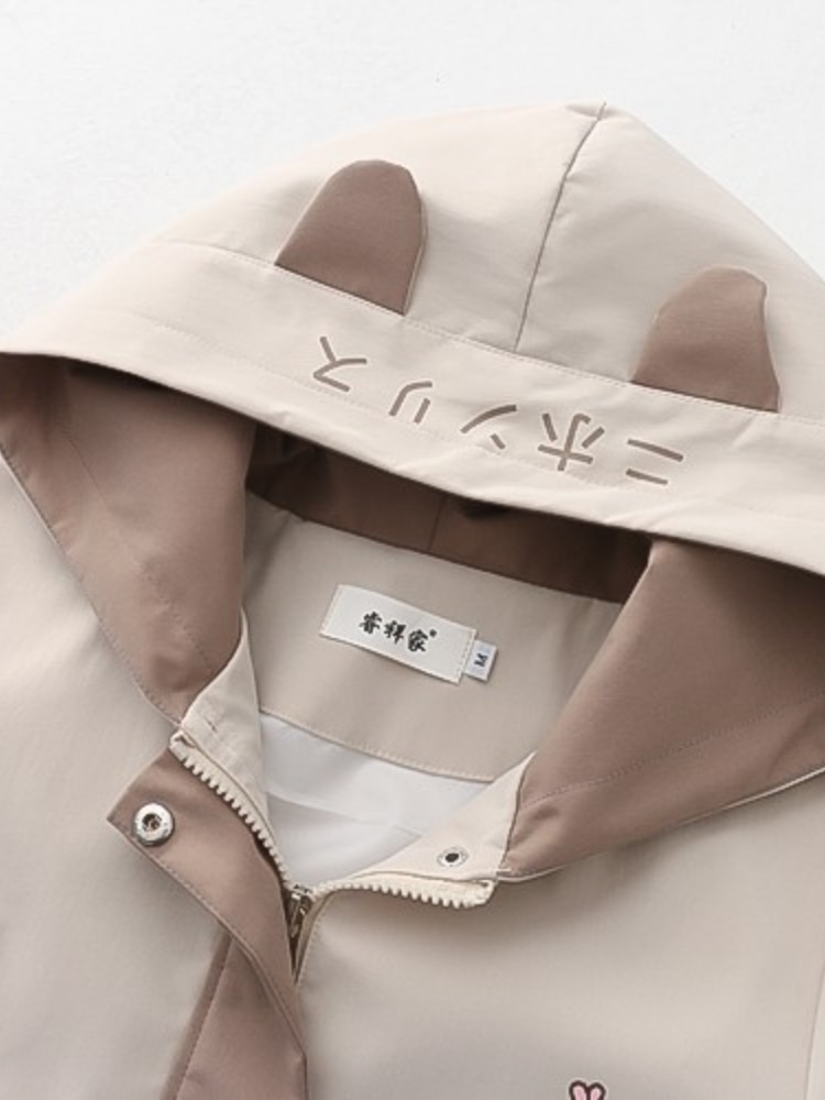 Harajuku Bunny Ear Plush Letter Hooded Sweatshirt main image 1