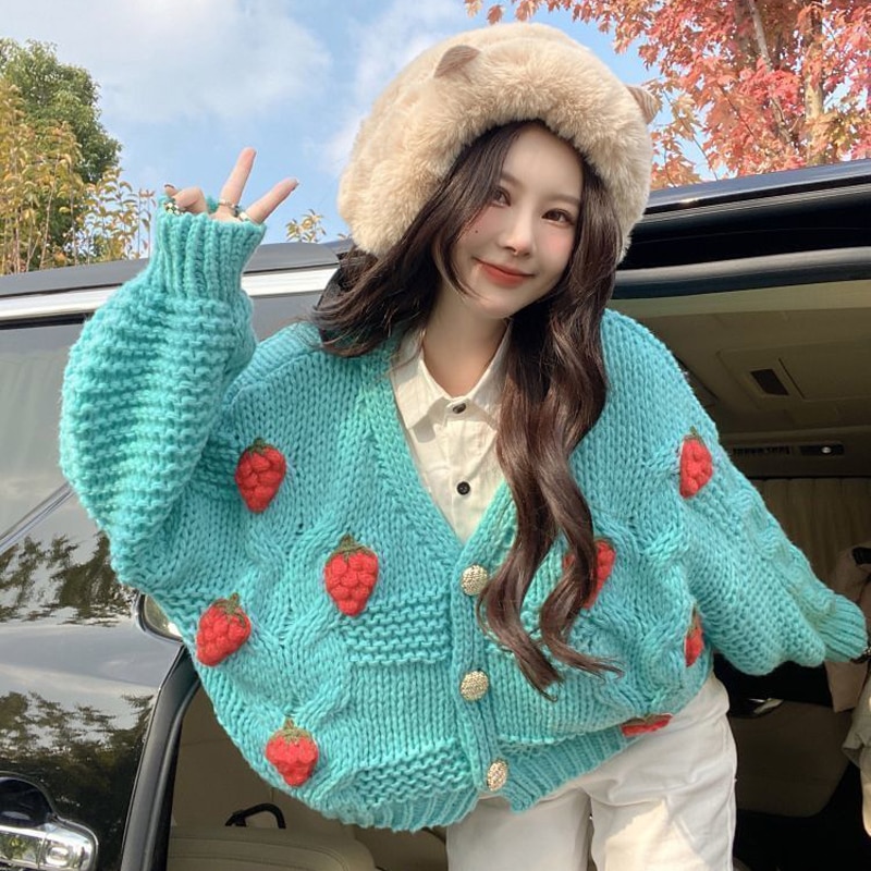 Kawaii Fashion Sweater Whipped Berry Dreams Cardigan