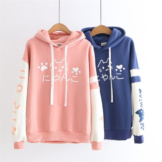 Harajuku Meow Kitty Cat Mood Letter Print Sweatshirt Hoodie main image 0