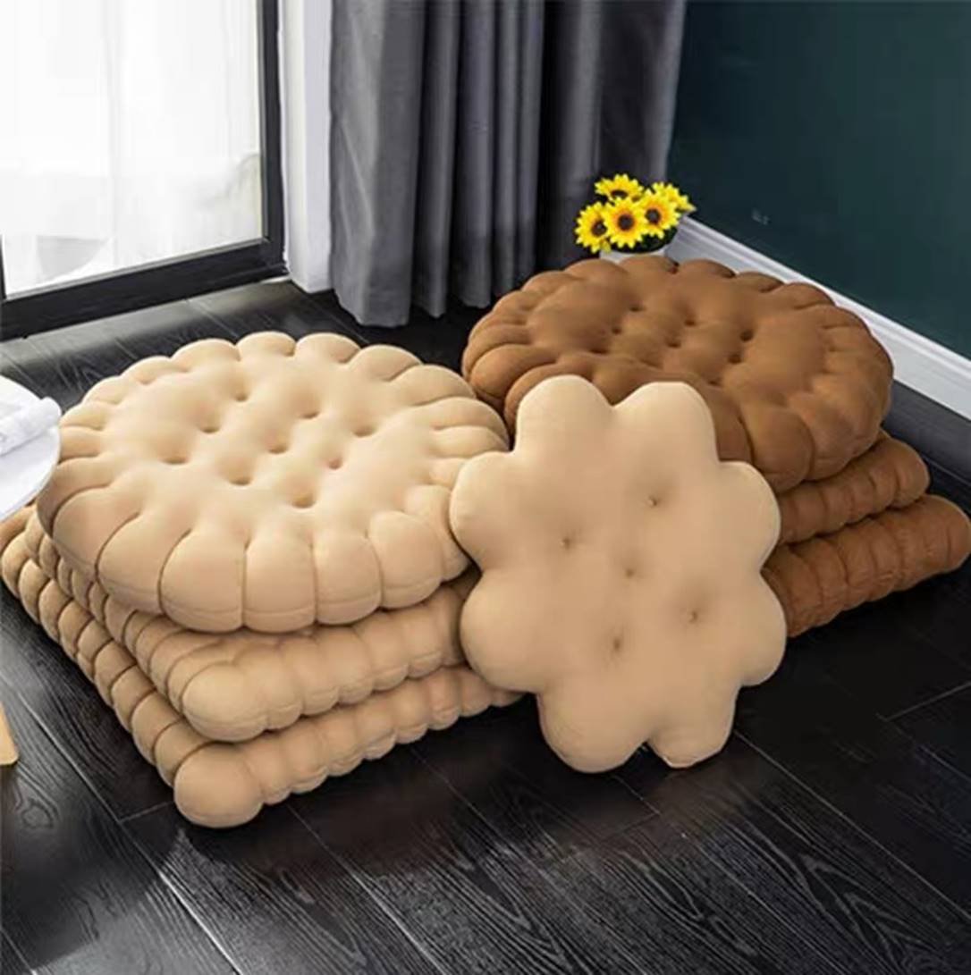 Cute Floor Seating Cushions Biscuit Shaped Decorative Floor Pillow