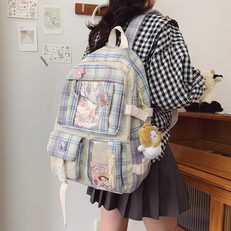 plaid backpack