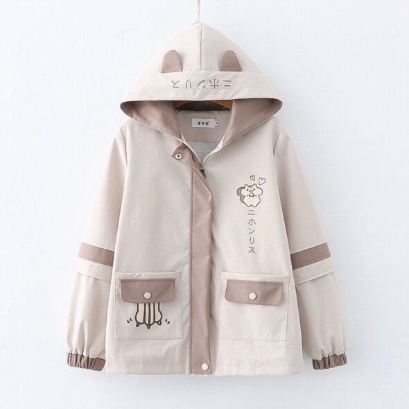 Harajuku Bunny Ear Plush Letter Hooded Sweatshirt main image 0