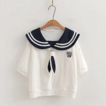 Kawaii Japanese Style Bow Tie Collar Shirt - White, M