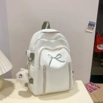 Kawaii Bow Tie College Harajuku Backpack - Limited Edition - beige, Backpack only