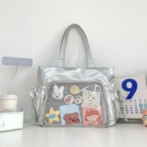 Kawaii Harajuku Ribbon Ita Shoulder Bag - Limited Edition - silver, 31x29x17cm
