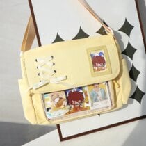 Kawaii Japanese Style Harajuku Ita Ribbon Shoulder Bag - Yellow - bag only, 35x28x7CM