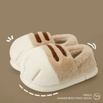 Kawaii Cat Paw Fuzzy Comfy Slippers - Limited Edition - Khaki, 38-39